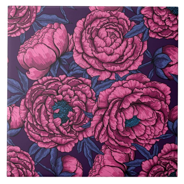 Pink peony bouquet tile (Front)