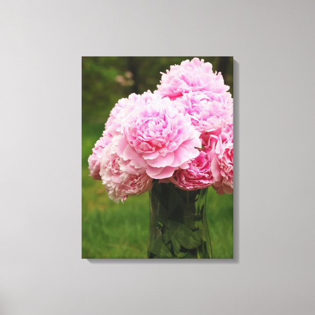 Pink Peony Bouquet Wrapped Canvas (Front)
