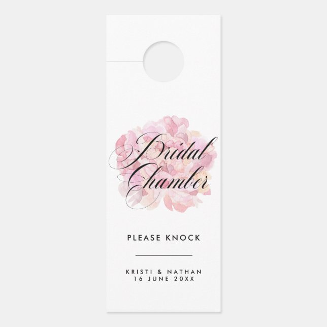 Pink Peony Bridal Chamber Wedding Door Sign (Front)