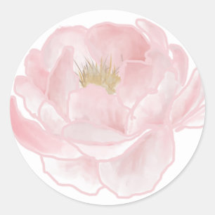 Pink Peony Bridal Shower Classic Round Sticker