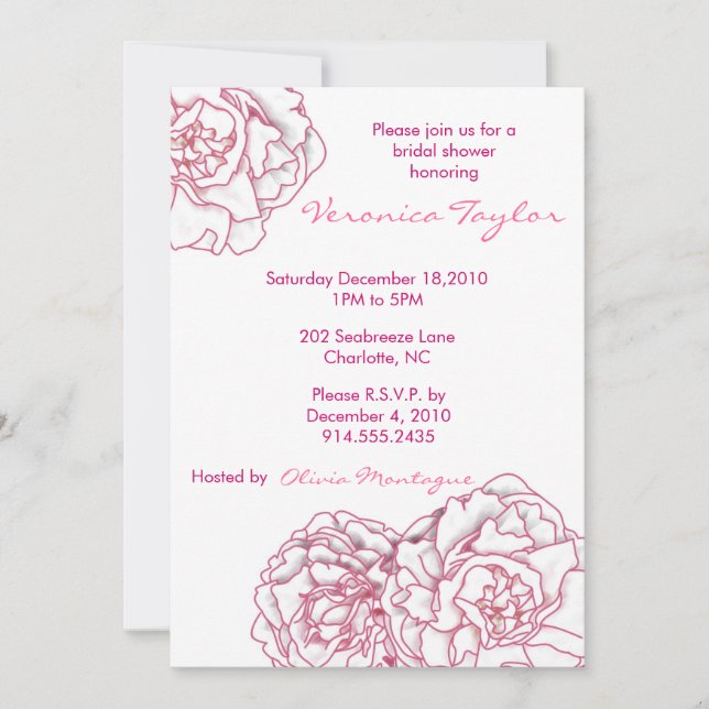Pink Peony Bridal Shower Invitation (Front)
