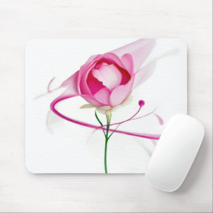 Pink Peony Bud Abstract Painting Mouse Mat