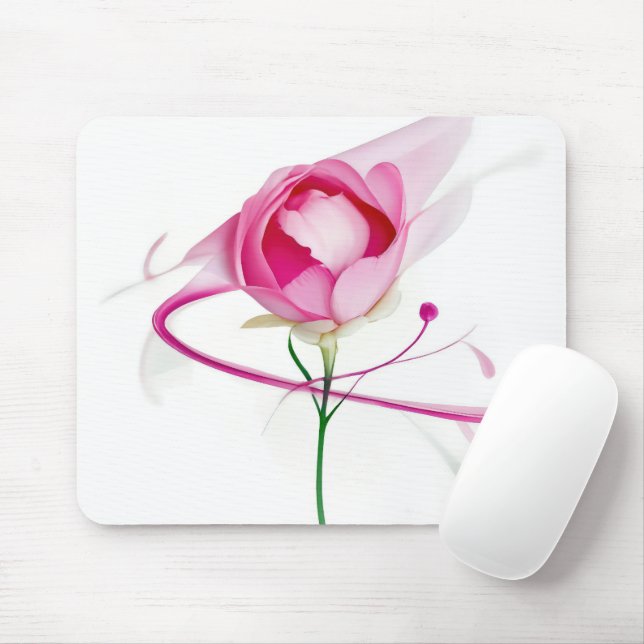 Pink Peony Bud Abstract Painting Mouse Mat (With Mouse)
