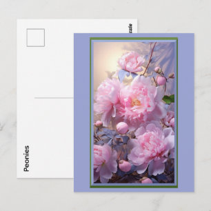 Pink Peony Buds n Flowers Postcard