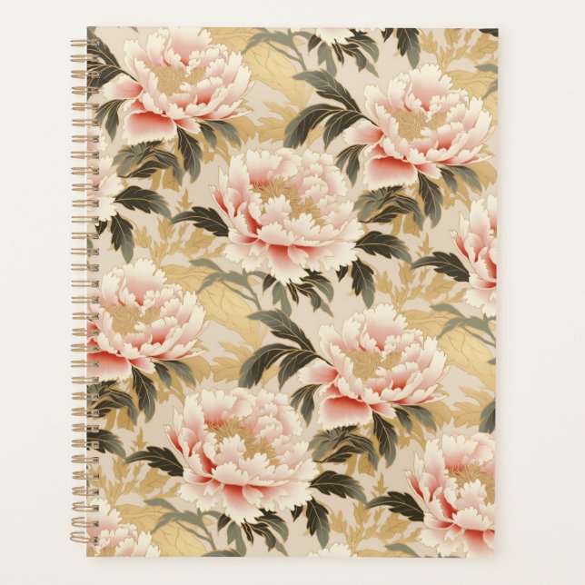 Pink Peony Chiyogami Planner (Front)