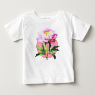 Pink Peony Dot Mosaic Flower Baby T-Shirt