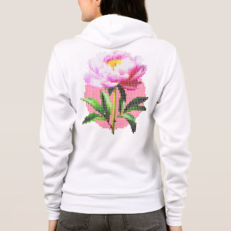 Pink Peony Dot Mosaic Flower Front & Back Hoodie
