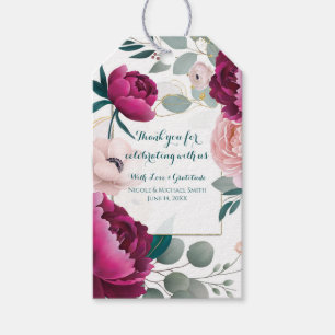 Pink Peony Eucalyptus Garden Floral Glam Wedding  Gift Tags