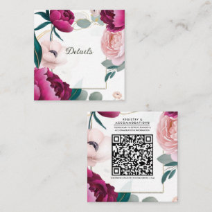 Pink Peony Eucalyptus Garden Floral Wedding Detail Square Business Card