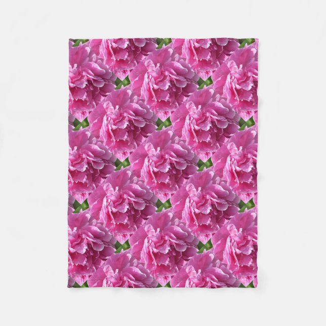 Pink Peony Fleece Blanket (Front)