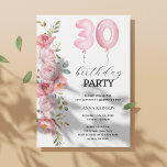 Pink  Peony Floral Balloon 30th Birthday Party  Invitation<br><div class="desc">Featuring delicate blush pink flowers and sophisticated calligraphy, this invitation exudes timeless femininity. Whether you're planning a chic soirée or an intimate gathering, our invitation sets the perfect mood for commemorating thirty years of cherished memories. With its botanical charm and pastel pink hues, it's sure to delight any birthday honoree....</div>