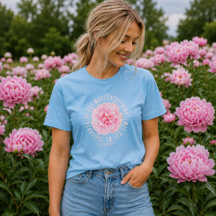 Pink Peony Floral Bible Verse Baby Blue Christian T-Shirt