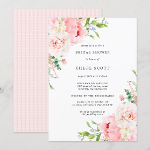 Pink Peony Floral Botanical Bridal Shower Invitati Invitation