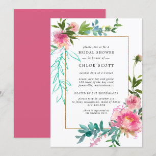 Pink Peony Floral Bridal Shower Invitation