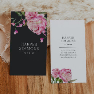 Pink Peony Floral Business Card