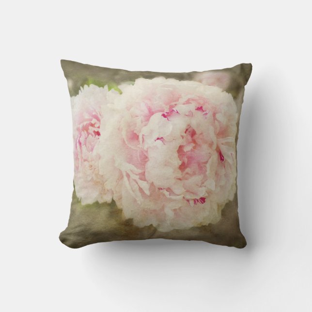 Pink Peony Floral Cushion (Front)