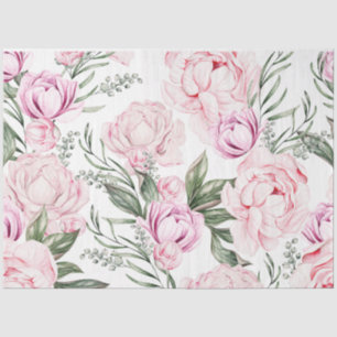 Pink peony floral decoupage  tissue paper