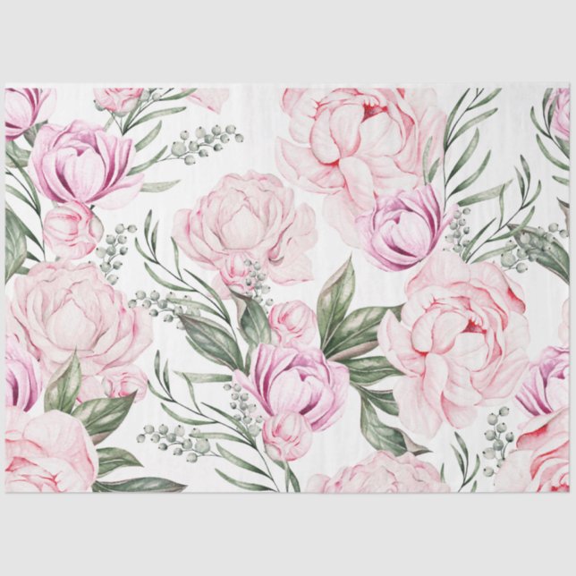 Pink peony floral decoupage  tissue paper (Front)