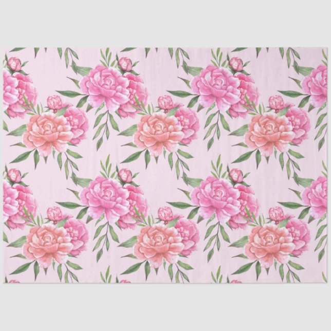 Pink peony floral decoupage  tissue paper (Front)