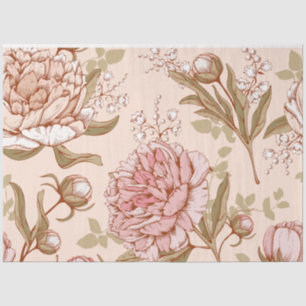 Pink peony floral decoupage  tissue paper