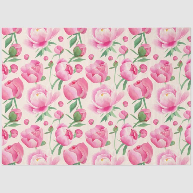 Pink peony floral decoupage  tissue paper (Front)