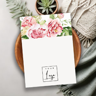 Pink Peony Floral Logo Blank Jewelry Display Business Card