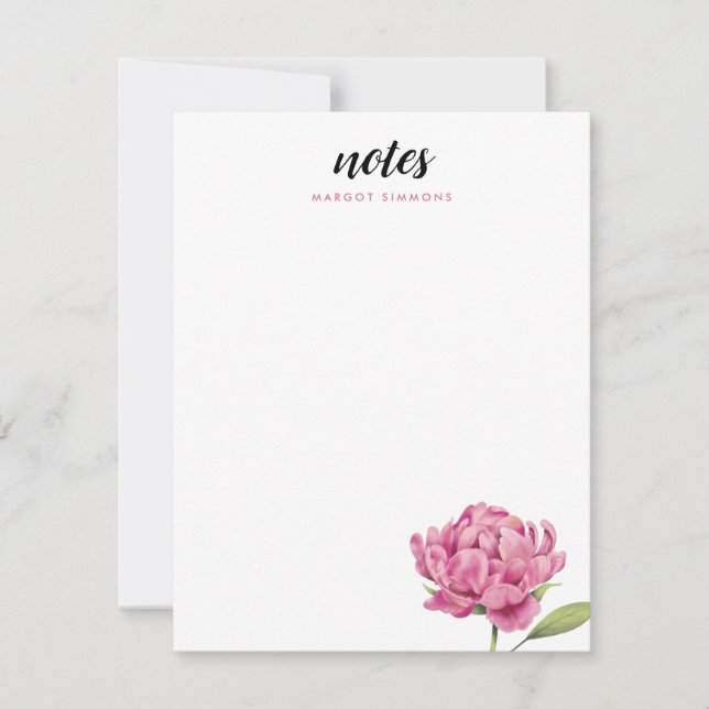 Pink Peony Floral Modern Card (Front)