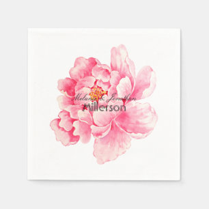 Pink Peony Floral Napkin