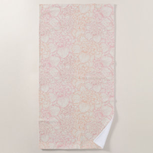 Pink Peony Floral Pattern Beach Towel