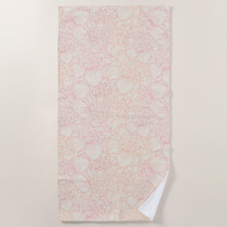 Pink Peony Floral Pattern Beach Towel