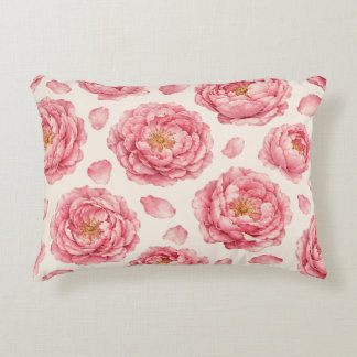 Pink Peony Floral Pattern Decorative Cushion