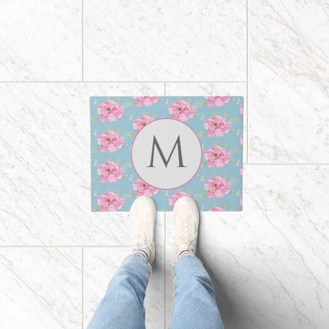 Pink Peony Floral Pattern  Doormat (Indoor)