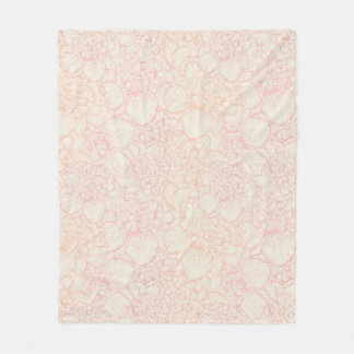 Pink Peony Floral Pattern Fleece Blanket