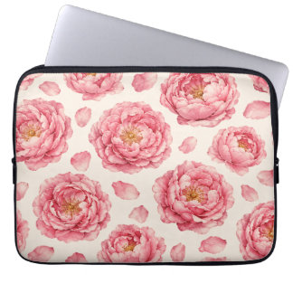 Pink Peony Floral Pattern Laptop Sleeve