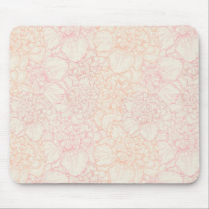 Pink Peony Floral Pattern Mouse Mat