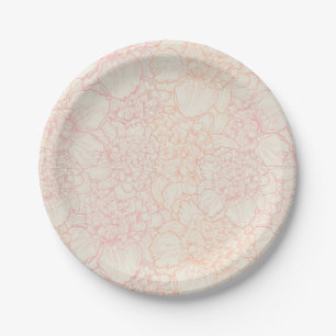 Pink Peony Floral Pattern Paper Plate