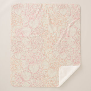 Pink Peony Floral Pattern Sherpa Blanket