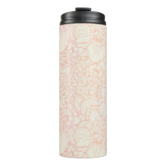 Pink Peony Floral Pattern Thermal Tumbler
