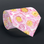 Pink Peony Floral Pattern Tie<br><div class="desc">Perfect choice for weddings and spring time this necktie features pink peonies on a white background. Wear as a classic neck tie for men or as a belt for women. Designed by world renowned artist ©Tim Coffey.</div>