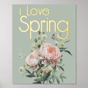 Pink Peony Floral Spring Foil Prints