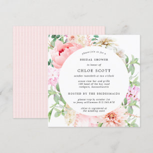 Pink Peony Floral Square Bridal Shower Invitation