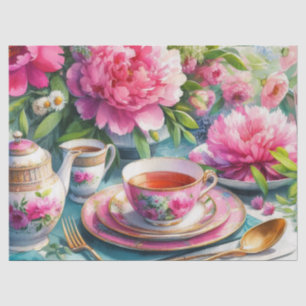 Pink Peony Floral Teatime Tissue Paper