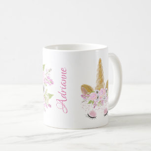 Pink Peony Floral Unicorn  WhimsicalArtwork™ Coffee Mug