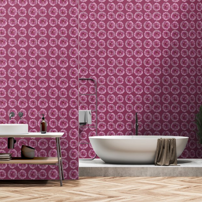 Pink peony floral wallpaper (Bathroom)
