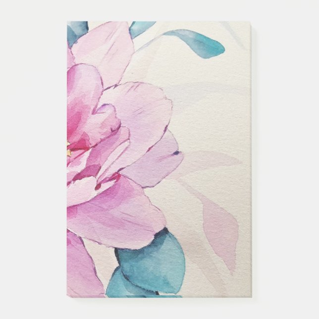 Pink Peony Floral Watercolor Art Notes (Front)