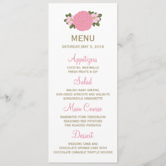 Pink Peony Floral Wedding Menu