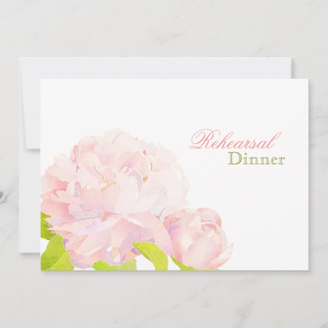 Pink Peony Floral Wedding Rehearsal Dinner Invitation (Front)