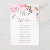 Pink Peony Floral Wedding Seating Chart Table Plan