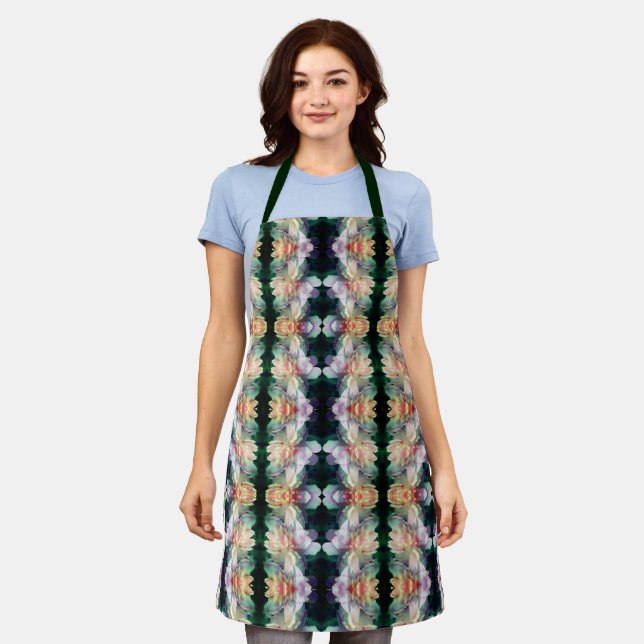 Pink Peony Flower Abstract Pattern                Apron (Worn)