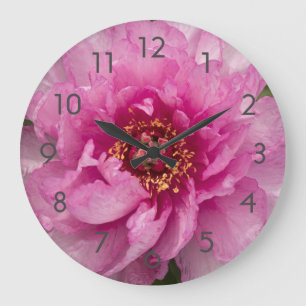 Pink Peony Flower Acrylic Wall Clock